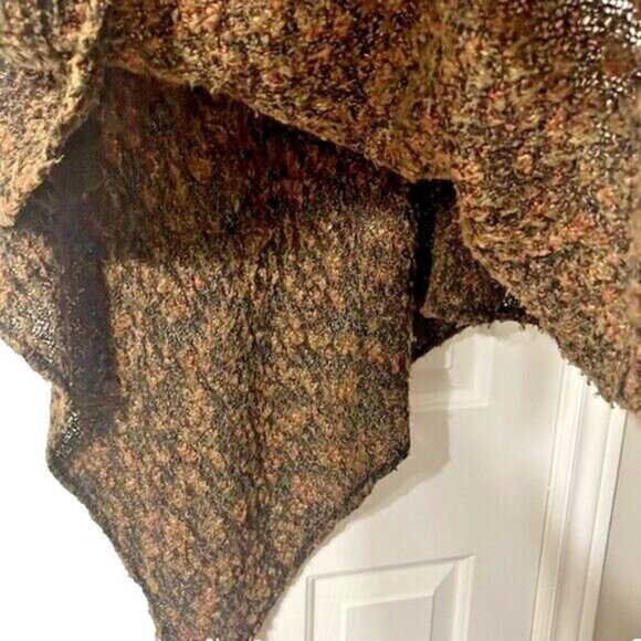 Vintage Northern Reflection Poncho Neutral Brown Knit Minimalist Women's M/L - Picture 4 of 5